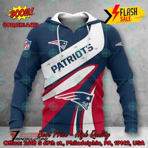 NFL New England Patriots Big Logo 3D Hoodie Apparel