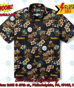 NFL Pittsburgh Steelers Coconut Tree Hibiscus Hawaiian Shirt