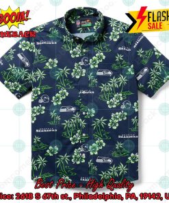 NFL Seattle Seahawks Coconut Tree Hibiscus Hawaiian Shirt