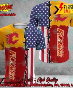 NHL Calgary Flames US Flag 3D Hoodie Apparel