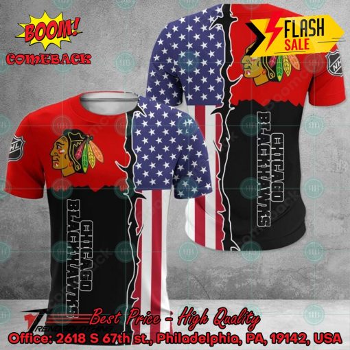 NHL Chicago Blackhawks US Flag 3D Hoodie Apparel
