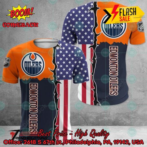 NHL Edmonton Oilers US Flag 3D Hoodie Apparel