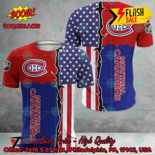 NHL Montreal Canadiens US Flag 3D Hoodie Apparel