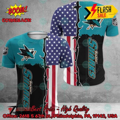 NHL San Jose Sharks US Flag 3D Hoodie Apparel