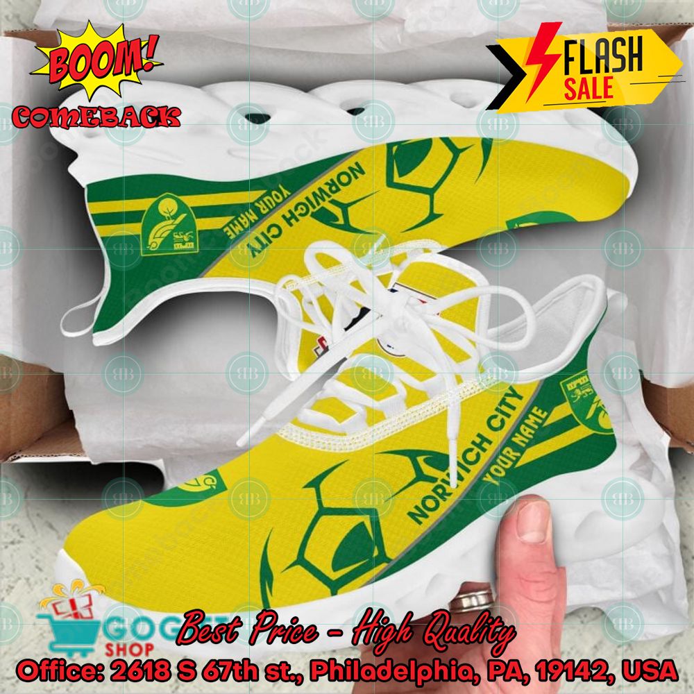Norwich City FC Personalized Name Max Soul Sneakers
