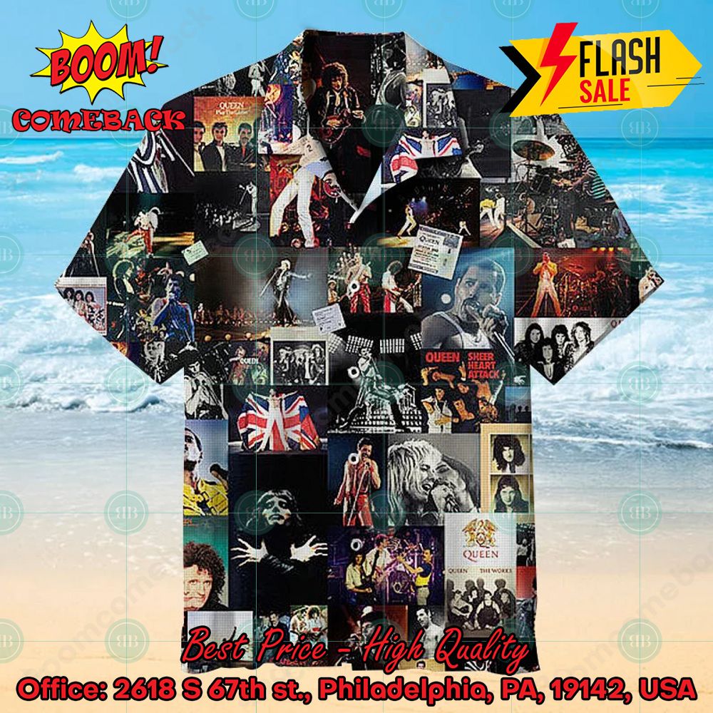 queen rock band albums collage hawaiian shirt 1 5gB2K