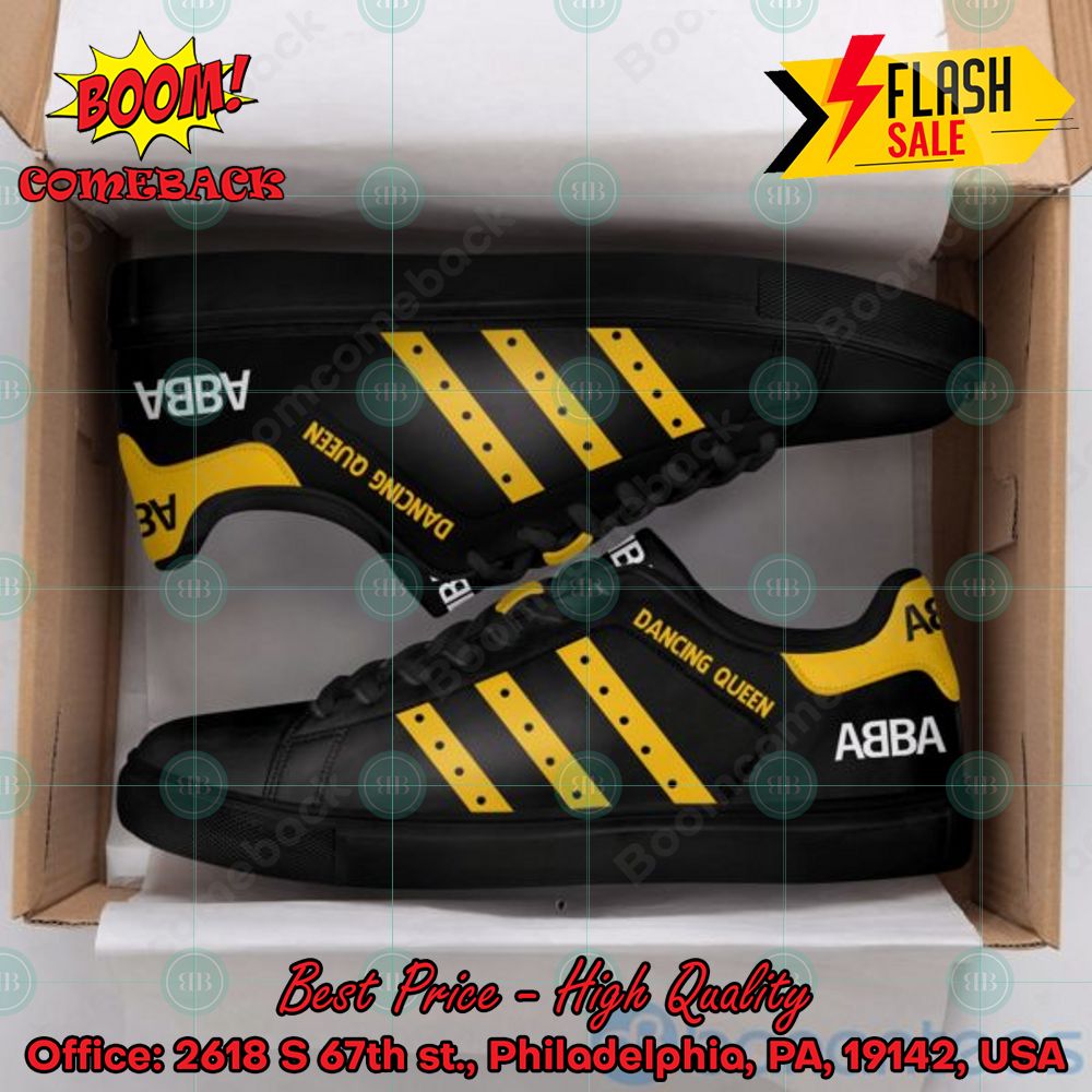 ABBA Pop Band Dancing Queen Yellow Stripes Style 2 Custom Adidas Stan Smith Shoes