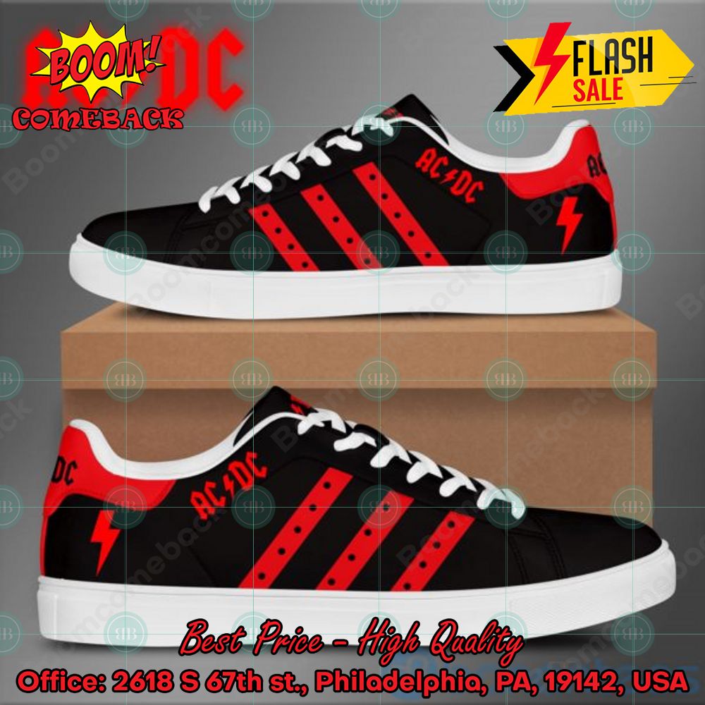 ACDC Rock Band Red Stripes Style 2 Custom Adidas Stan Smith Shoes