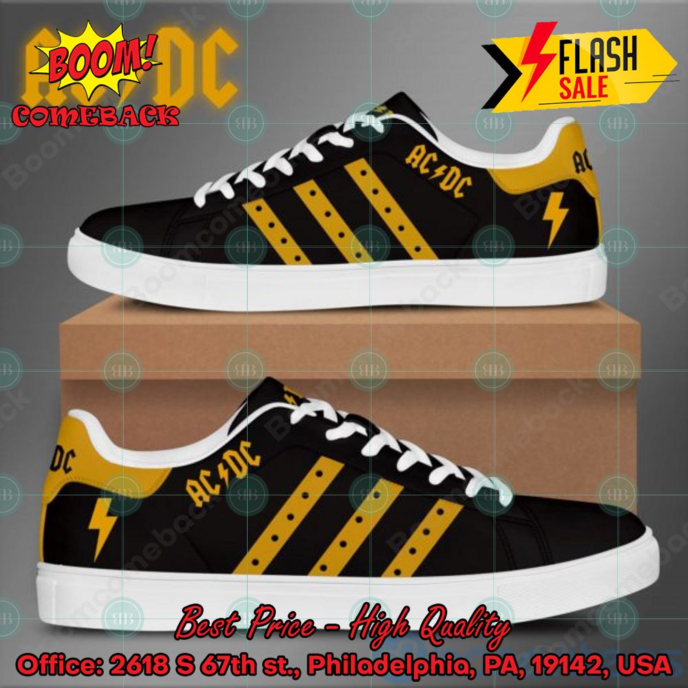 acdc rock band yellow stripes style 1 custom adidas stan smith shoes 1 TgPi8