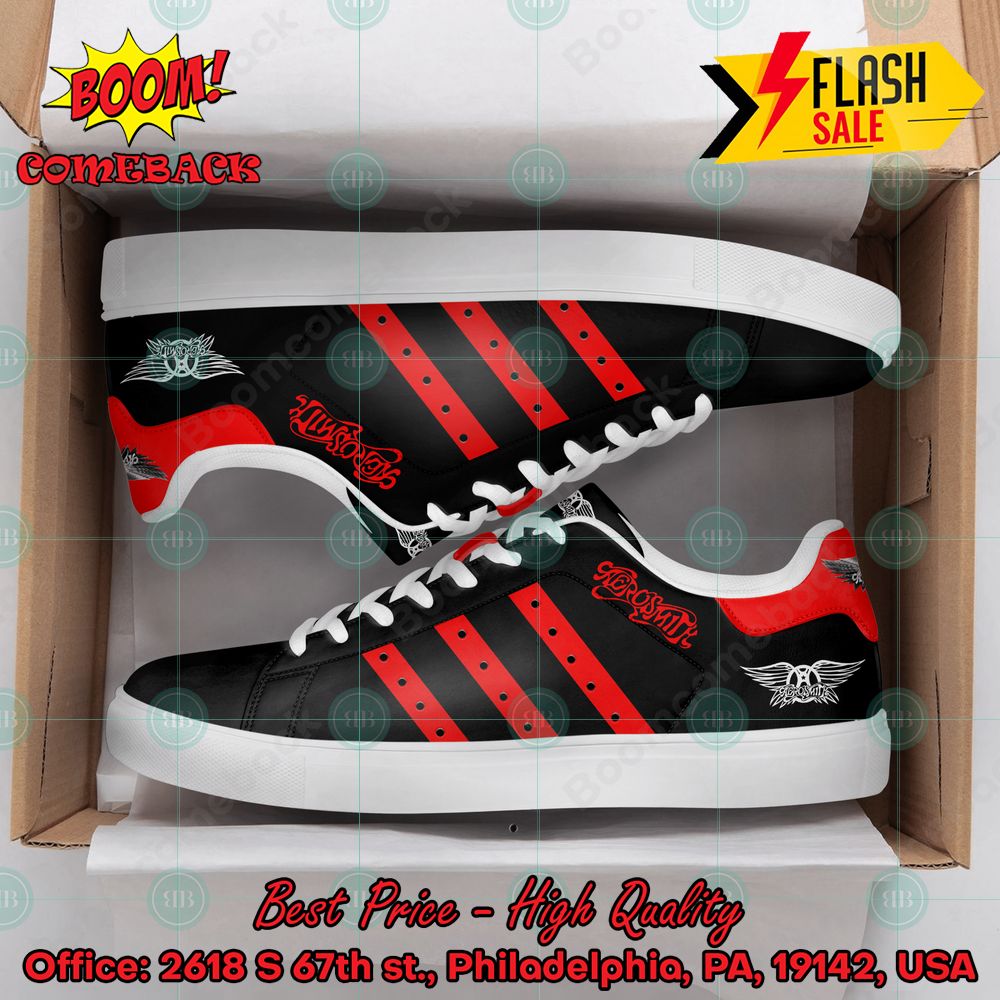 Aerosmith Rock Band Red Stripes Style 2 Custom Adidas Stan Smith Shoes