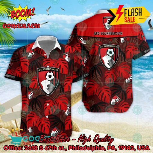 AFC Bournemouth FC Big Logo Tropical Leaves Hawaiian Shirt And Shors