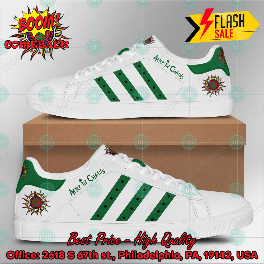 Alice In Chains Rock Band Green Stripes Style 1 Custom Adidas Stan Smith Shoes