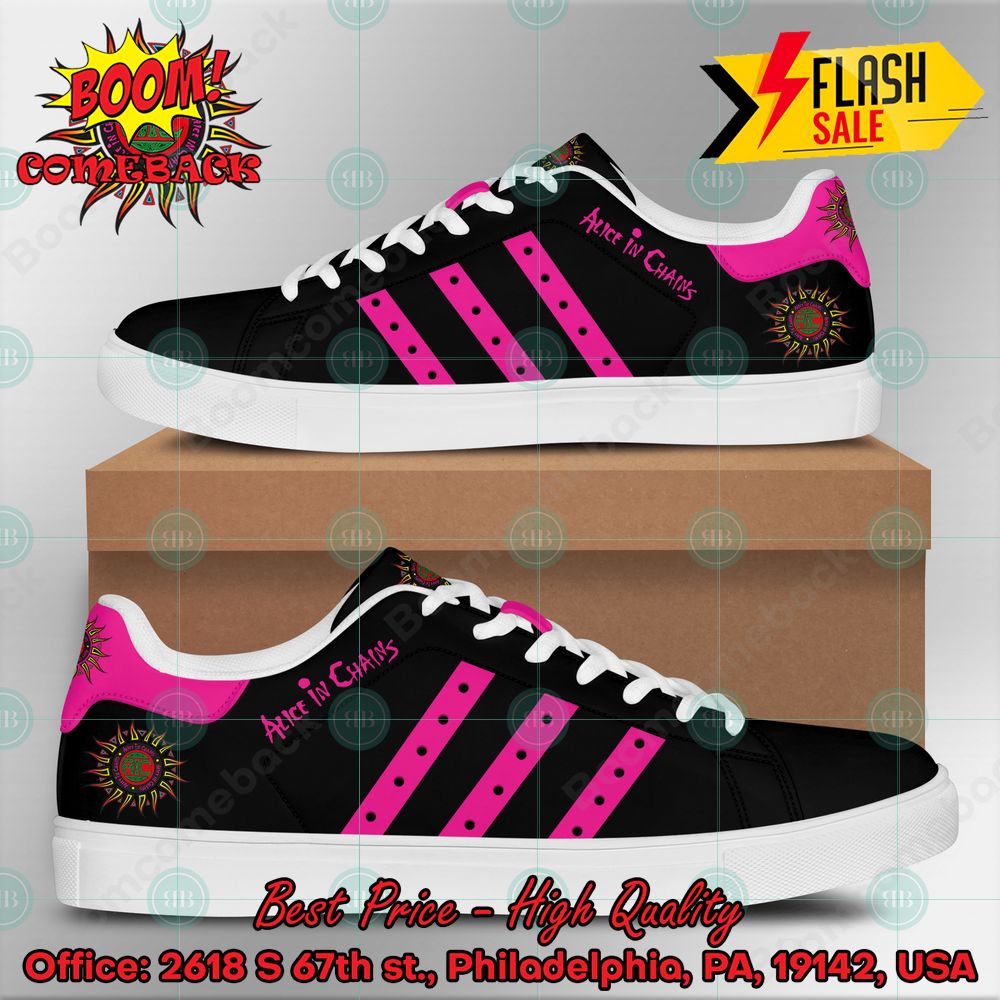Alice In Chains Rock Band Pink Stripes Custom Adidas Stan Smith Shoes