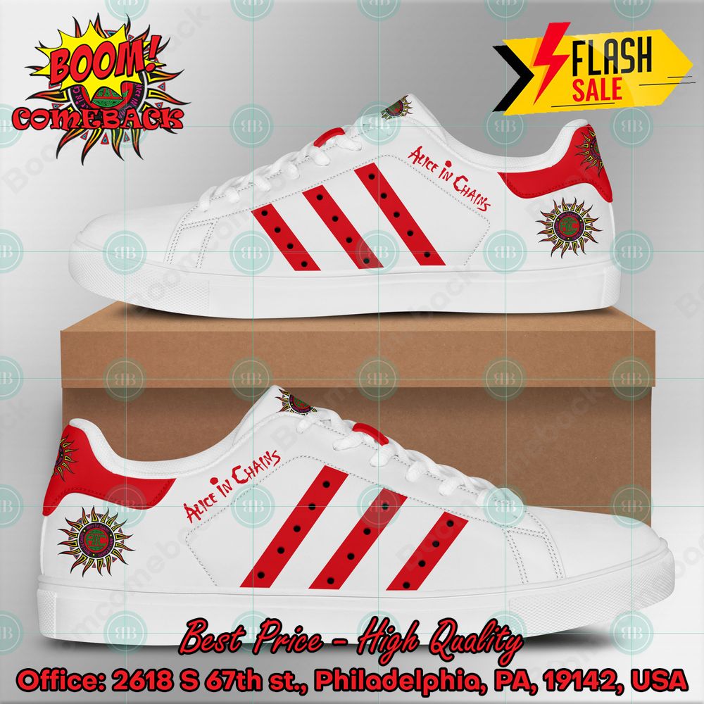 Alice In Chains Rock Band Red Stripes Style 1 Custom Adidas Stan Smith Shoes