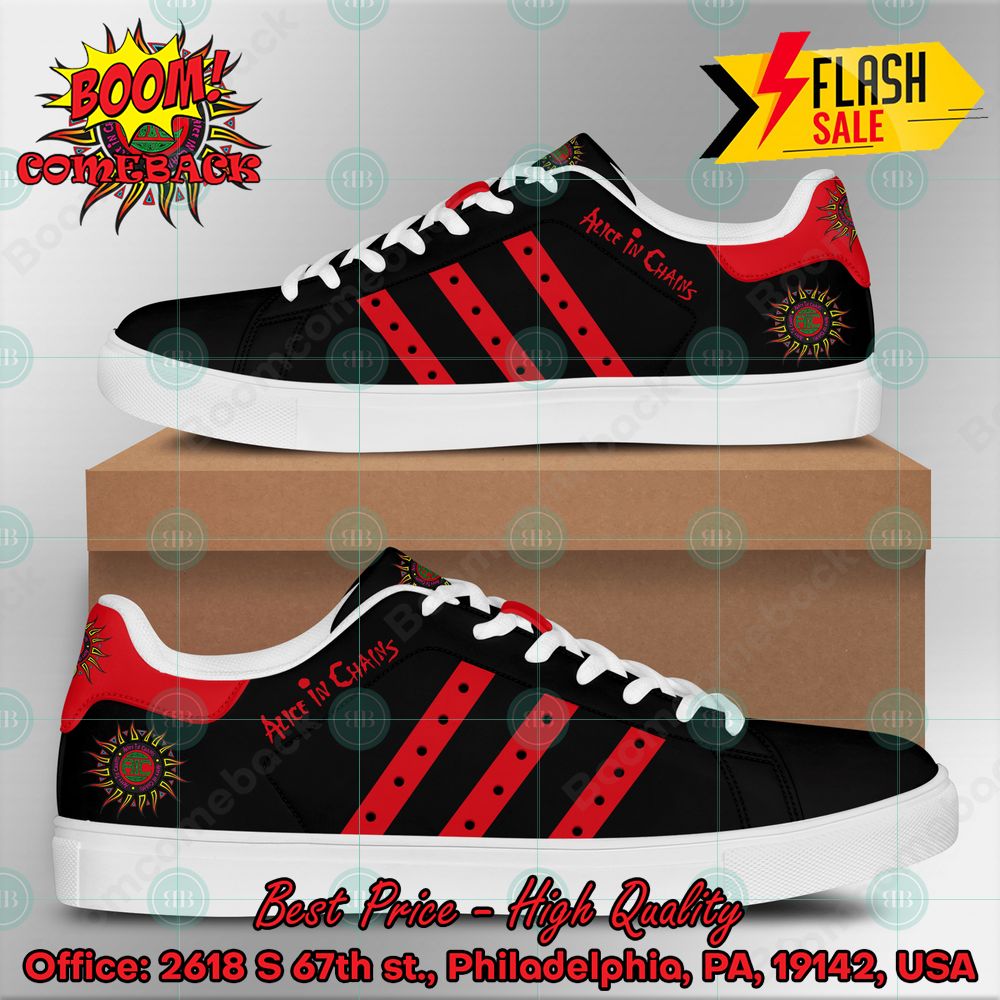 Alice In Chains Rock Band Red Stripes Style 2 Custom Adidas Stan Smith Shoes