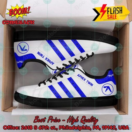 Aphex Twin Blue Stripes Custom Adidas Stan Smith Shoes