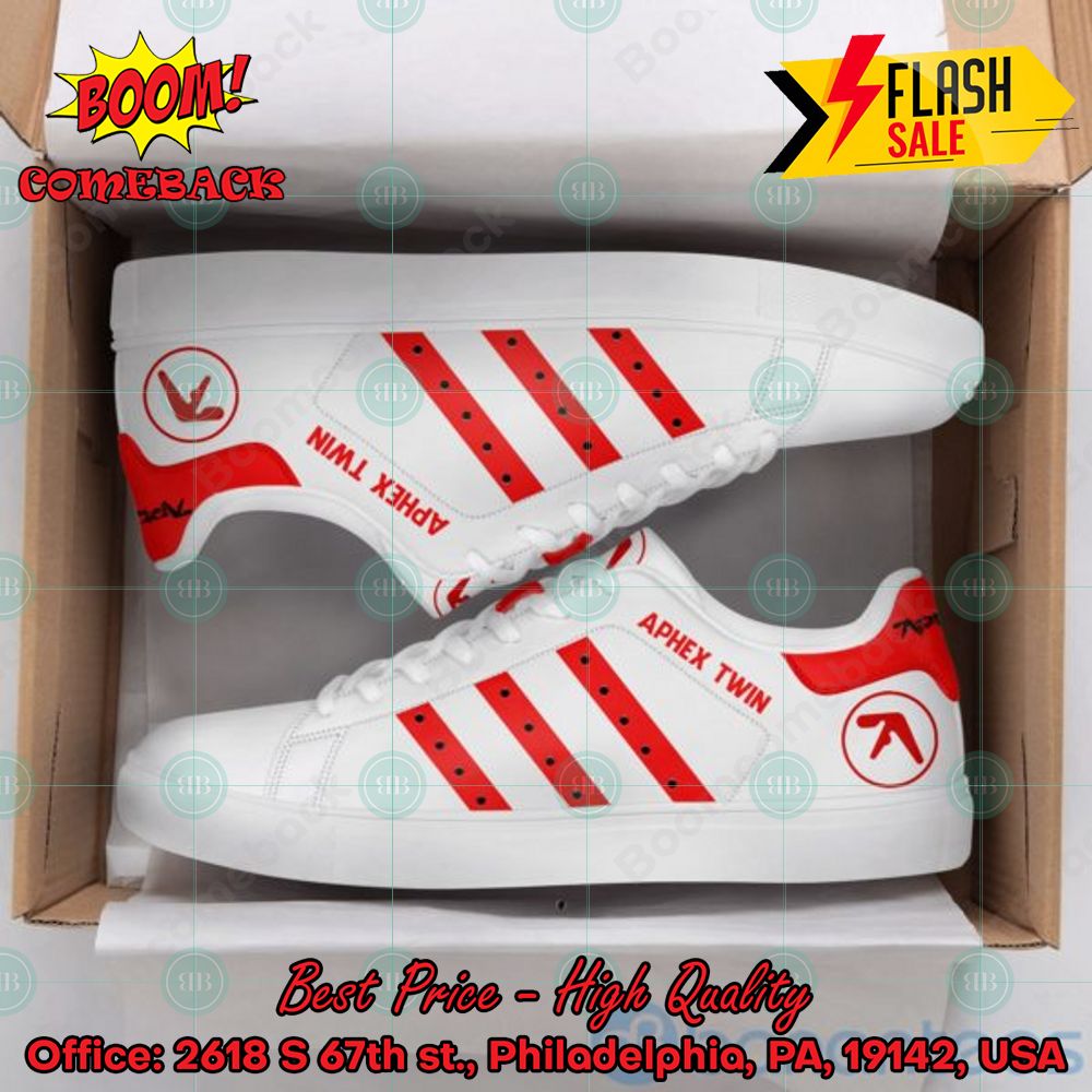 Aphex Twin Red Stripes Custom Adidas Stan Smith Shoes