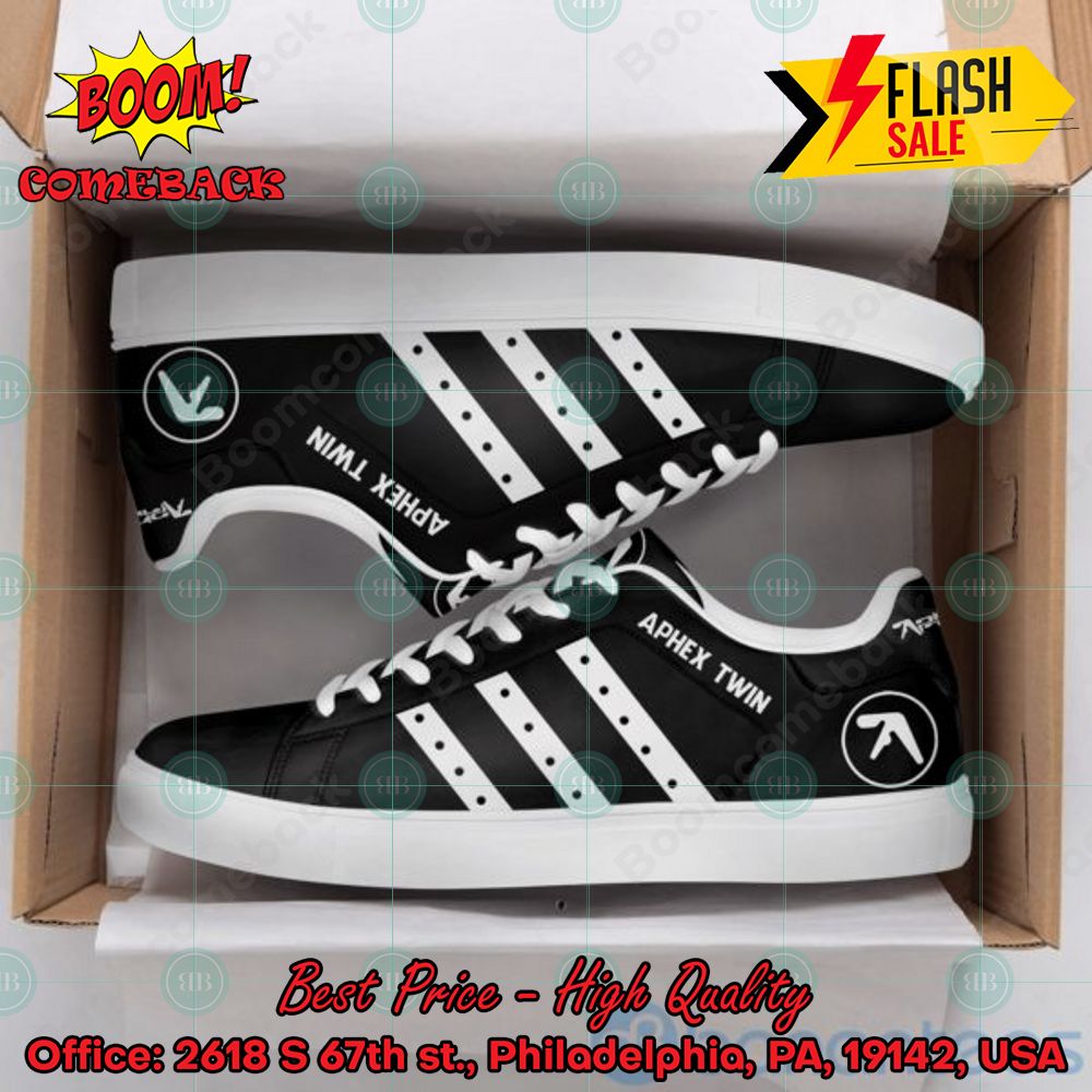 Aphex Twin White Stripes Style 1 Custom Adidas Stan Smith Shoes