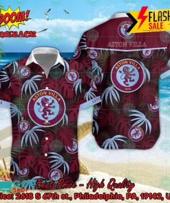 Aston Villa FC Big Logo Tropical Leaves Hawaiian Shirt And Shors
