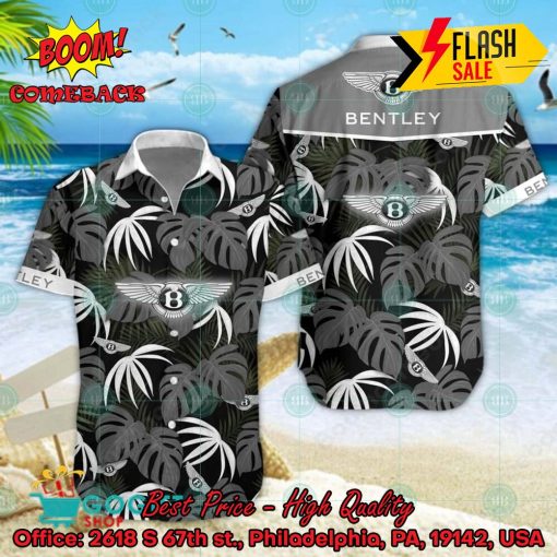 Bentley Big Logo Tropical Leaves Hawaiian Shirt And Shorts