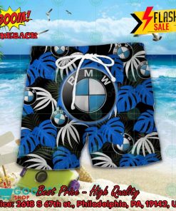 bmw big logo tropical leaves hawaiian shirt and shorts 2 sL1oS