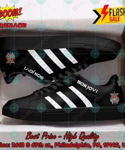 Bon Jovi Hard Rock Band White Stripes Style 1 Custom Adidas Stan Smith Shoes