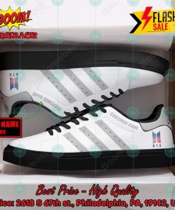 BTS Grey Stripes Personalized Name Custom Adidas Stan Smith Shoes