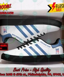 BTS Light Blue Stripes Personalized Name Custom Adidas Stan Smith Shoes
