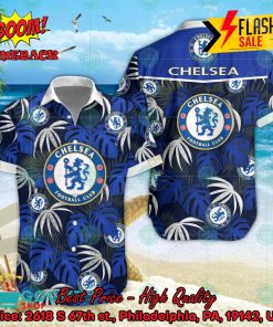 Chelsea FC Big Logo Tropical Leaves Hawaiian Shirt And Shors