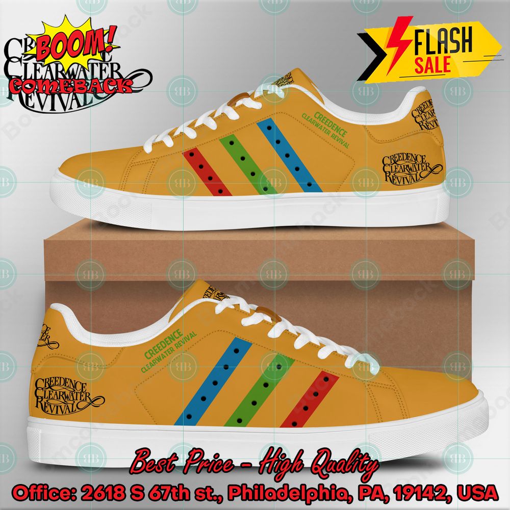 Creedence Clearwater Revival Rock Band Blue Green Red Stripes Style 2 Custom Adidas Stan Smith Shoes