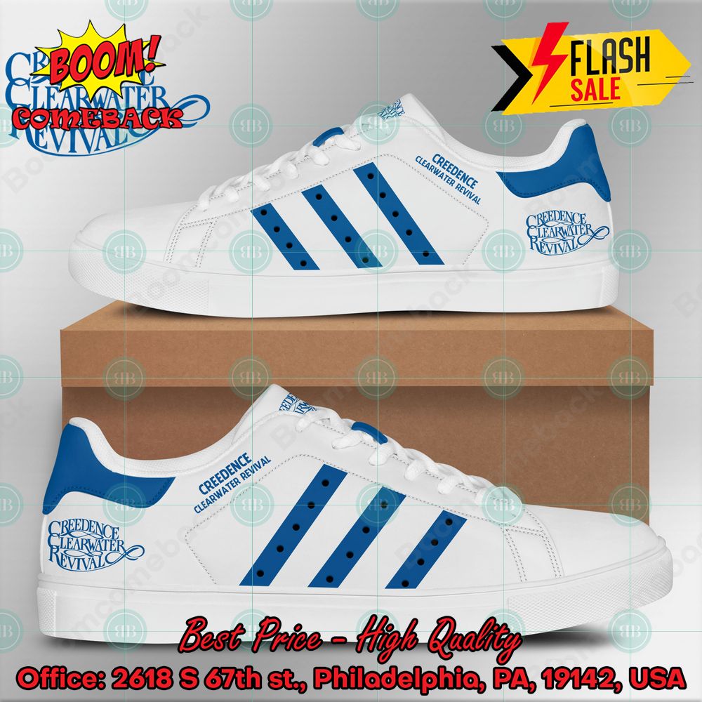 Creedence Clearwater Revival Rock Band Blue Stripes Style 1 Custom Adidas Stan Smith Shoes