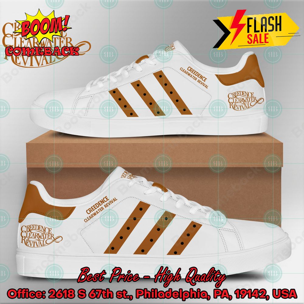 Creedence Clearwater Revival Rock Band Brown Stripes Style 1 Custom Adidas Stan Smith Shoes