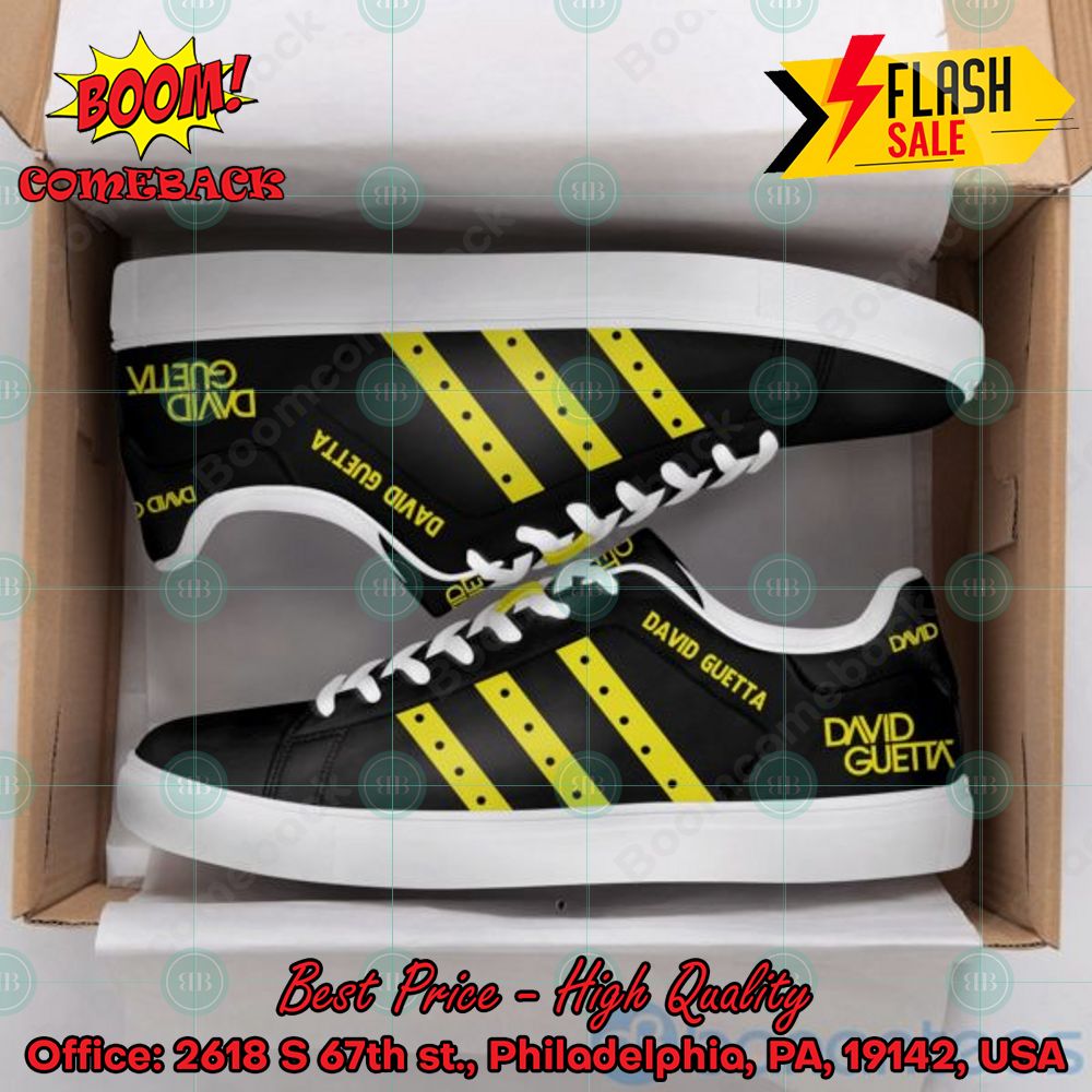 David Guetta DJ Yellow Stripes Custom Adidas Stan Smith Shoes