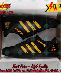 Def Leppard Hard Rock Band Orange Stripes Style 2 Custom Adidas Stan Smith Shoes