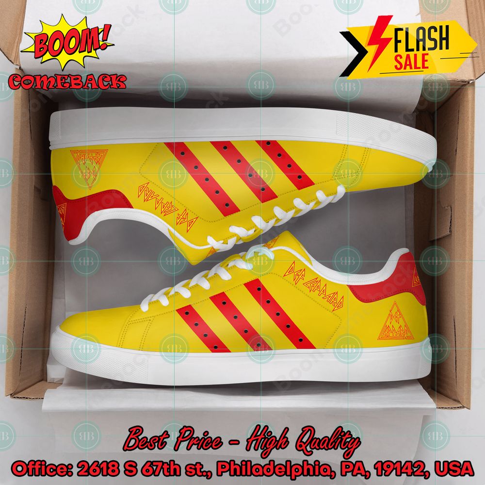Def Leppard Hard Rock Band Red Stripes Style 3 Custom Adidas Stan Smith Shoes