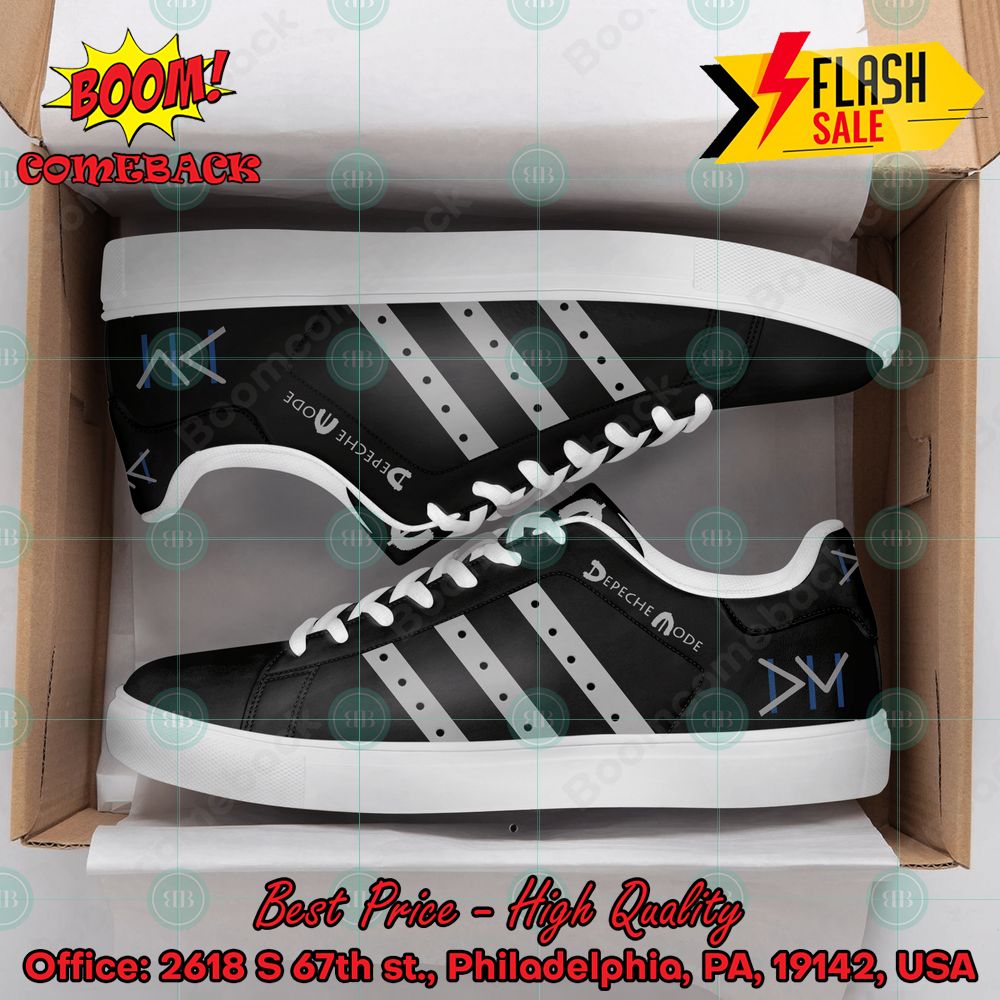 Depeche Mode Electronic Band Grey Stripes Custom Adidas Stan Smith Shoes