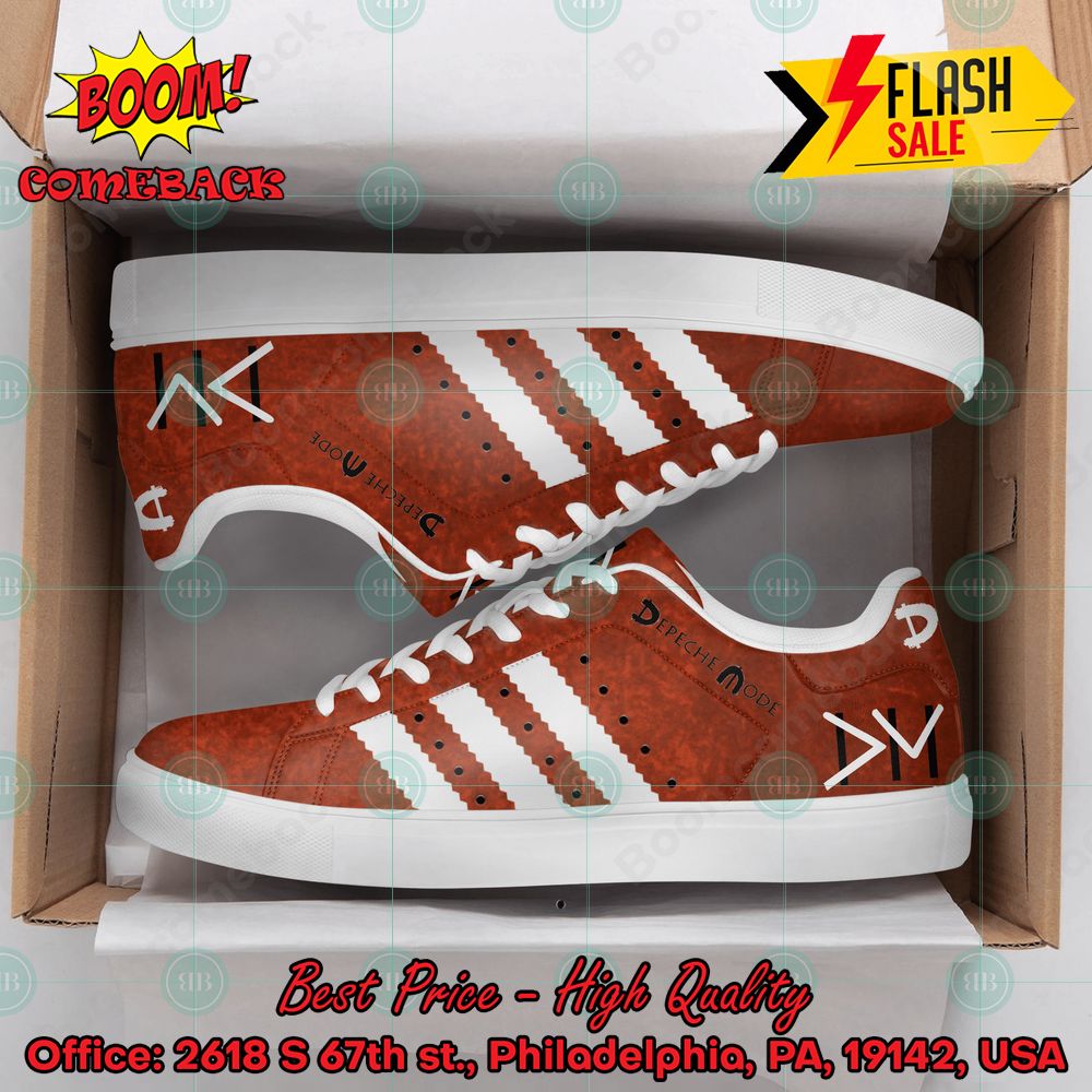 Depeche Mode Electronic Band White Stripes Style 4 Custom Adidas Stan Smith Shoes