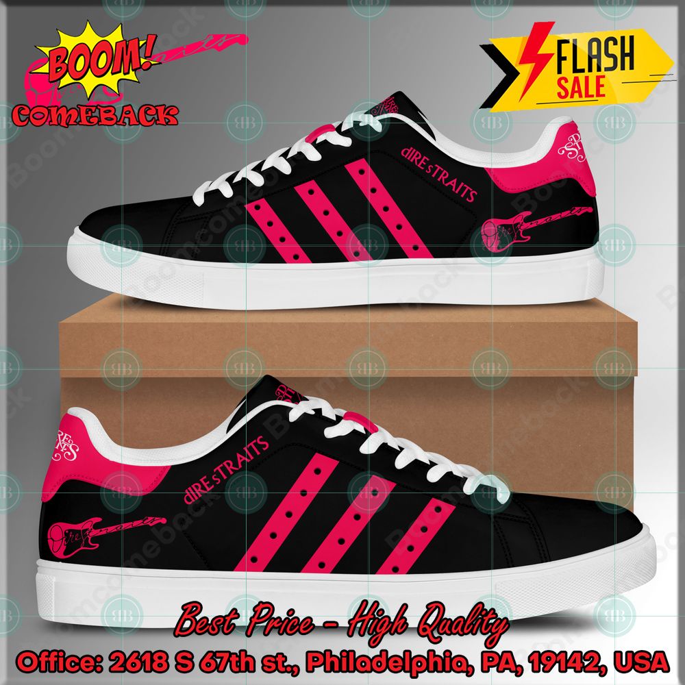 Dire Straits Rock Band Pink Stripes Style 1 Custom Adidas Stan Smith Shoes