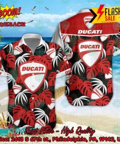 Ducati Big Logo Tropical Leaves Hawaiian Shirt And Shorts