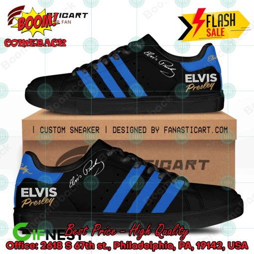 Elvis Presley Blue Stripes Style 2 Custom Adidas Stan Smith Shoes
