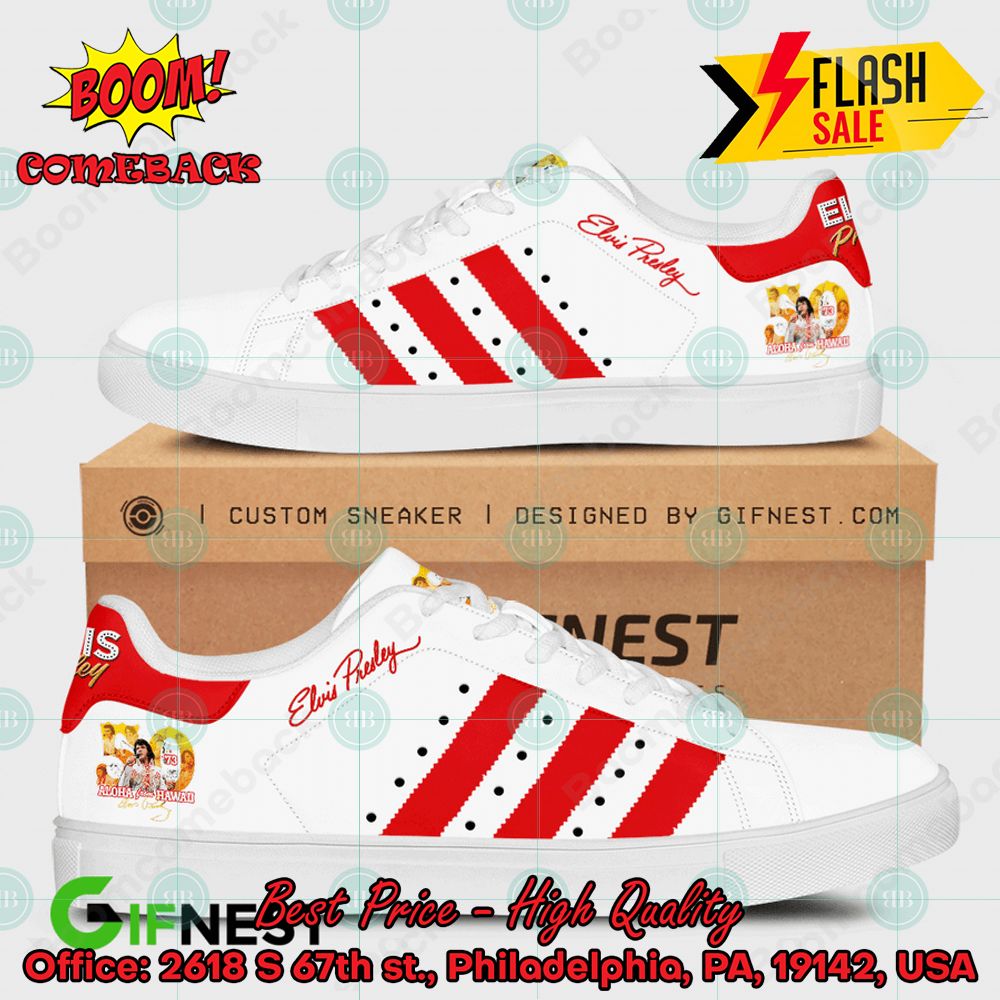 Elvis Presley Red Stripes Style 1 Custom Adidas Stan Smith Shoes