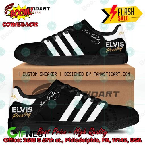 Elvis Presley White Stripes Style 1 Custom Adidas Stan Smith Shoes