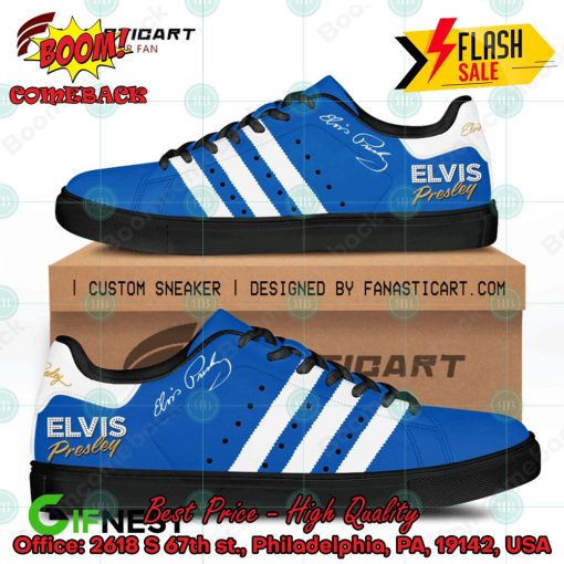 Elvis Presley White Stripes Style 2 Custom Adidas Stan Smith Shoes