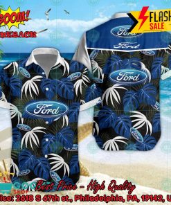 Ford Big Logo Tropical Leaves Hawaiian Shirt And Shorts