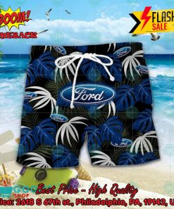 Ford Big Logo Tropical Leaves Hawaiian Shirt And Shorts