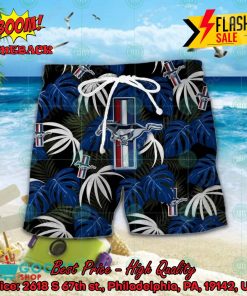 ford mustang big logo tropical leaves hawaiian shirt and shorts 2 QMxn8
