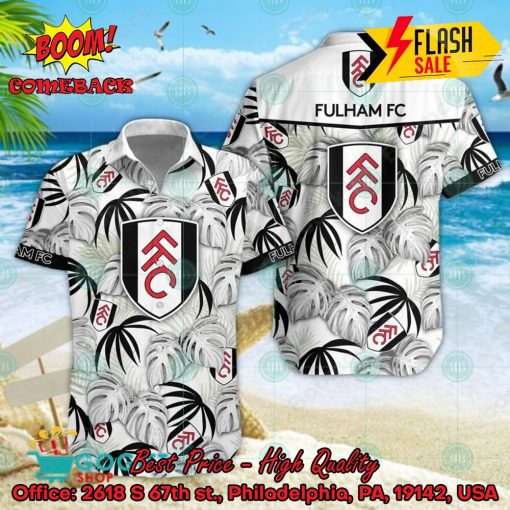 Fulham FC Big Logo Tropical Leaves Hawaiian Shirt And Shors