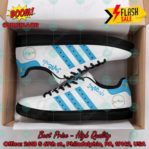 Genesis Rock Band Aqua Blue Stripes Style 1 Custom Adidas Stan Smith Shoes