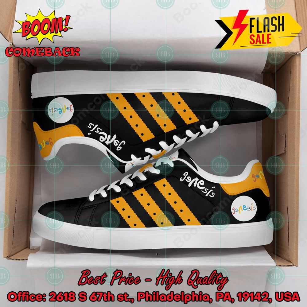 genesis rock band orange stripes custom adidas stan smith shoes 1 IXGov