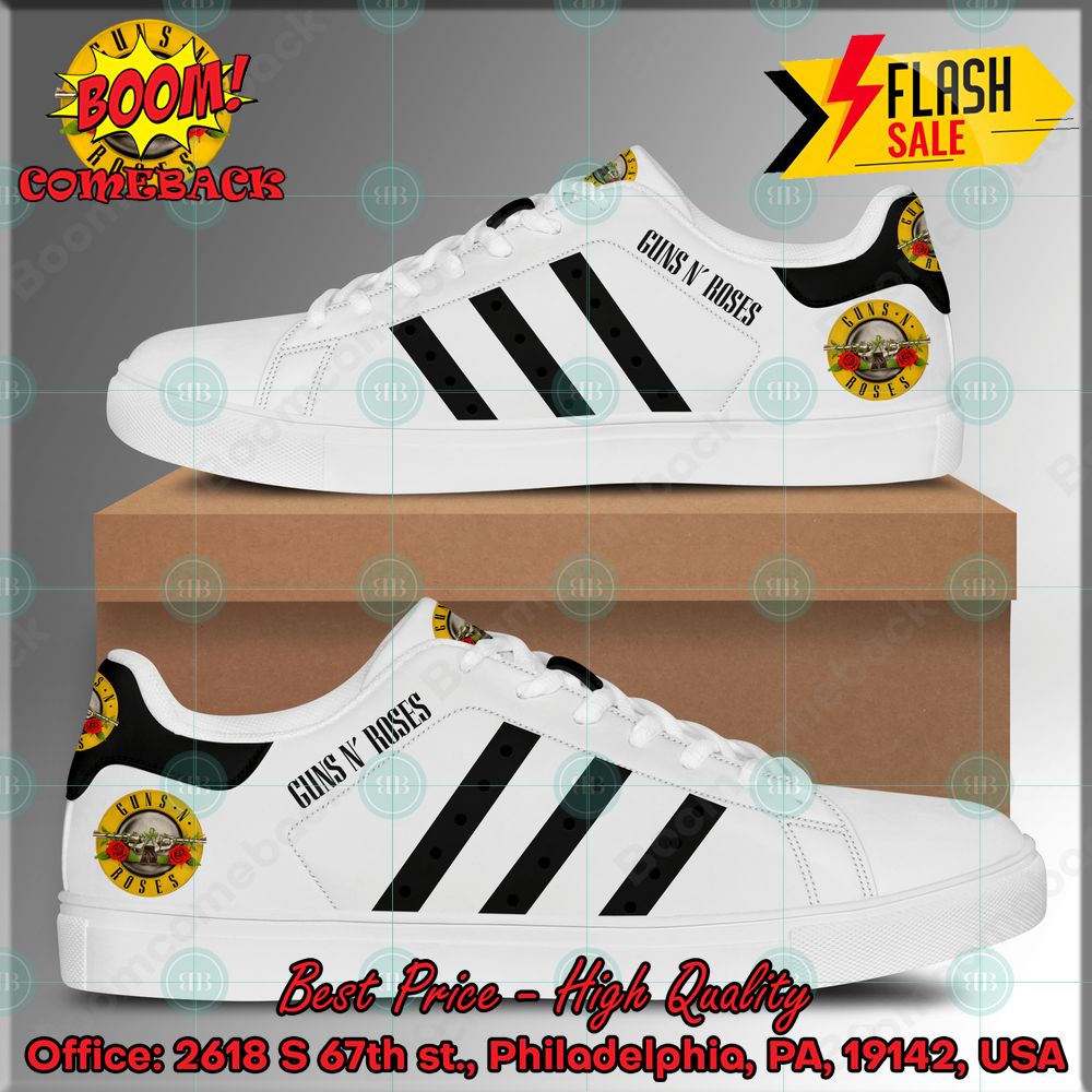 Guns N' Roses Hard Rock Band Black Stripes Style 1 Custom Adidas Stan Smith Shoes